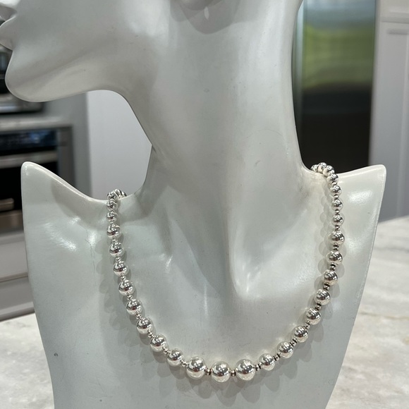 Sterling Silver Graduated Beaded Ball Necklace - Picture 8 of 12